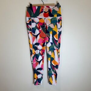 Senita Athletics Floral Print High Waist Yoga Pants Activewear Leggings L